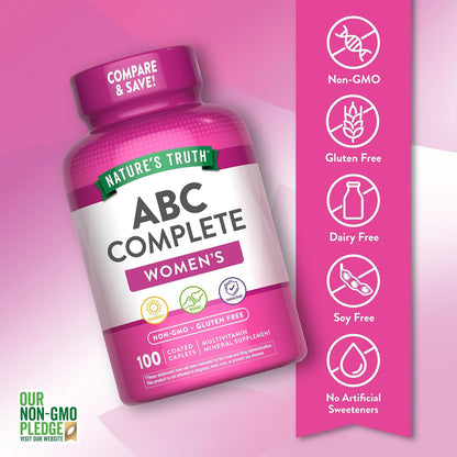 Nature's Truth Multivitamin for Women with Iron | 100 Coated Caplets | Non-GMO & Gluten-free