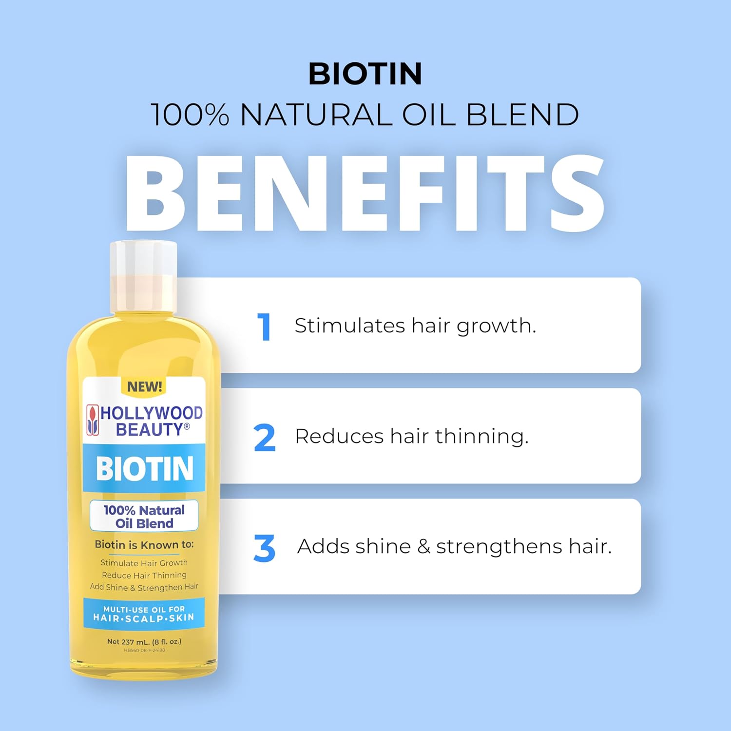 Hollywood Beauty Biotin Oil for Hair, Scalp and Skin (240 ml) - görsel 4