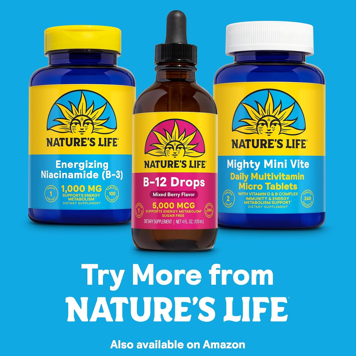 Nature's Life B12 Drops 5000 mcg - Vitamin B12 Methylcobalamin Liquid Supplement, Mixed Berry, Sugar Free, 4 oz (200 Servings) - görsel 6
