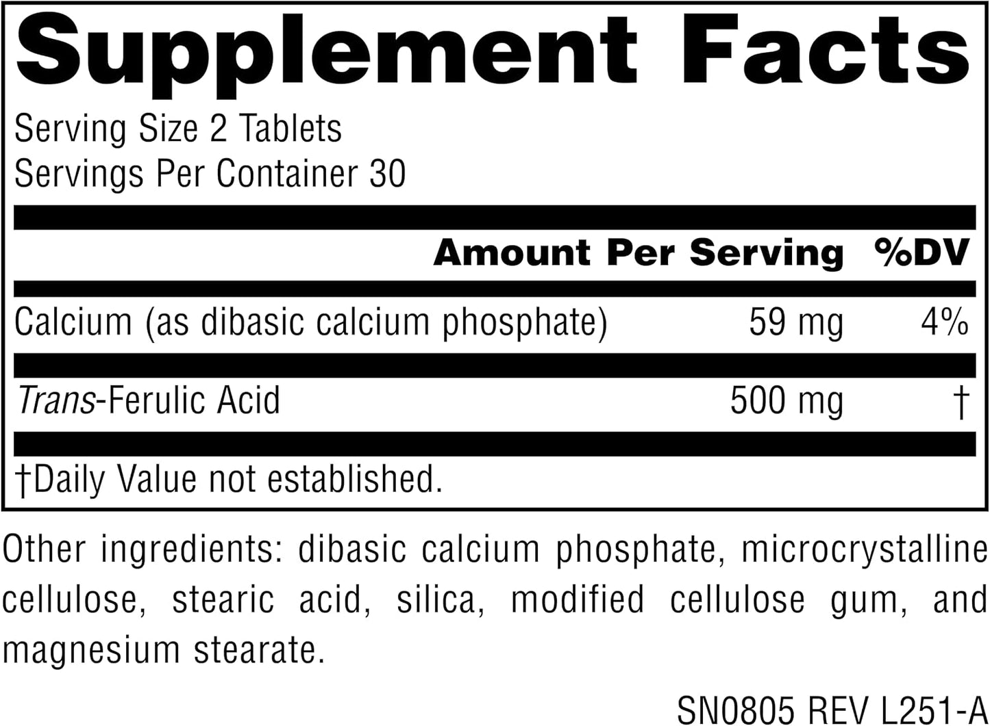Source Naturals Athletic Series Trans-Ferulic Acid - Antioxidant Support - 250mg, 60 Tablets - görsel 2
