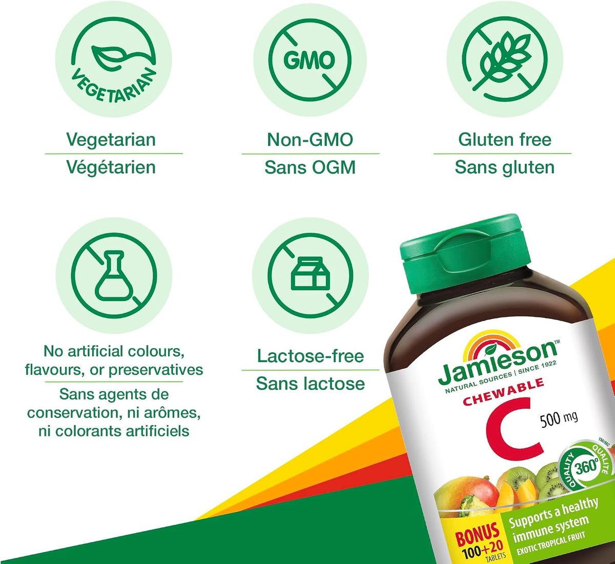 Jamieson Chewable Vitamin C 500 mg Tropical Fruit - görsel 4