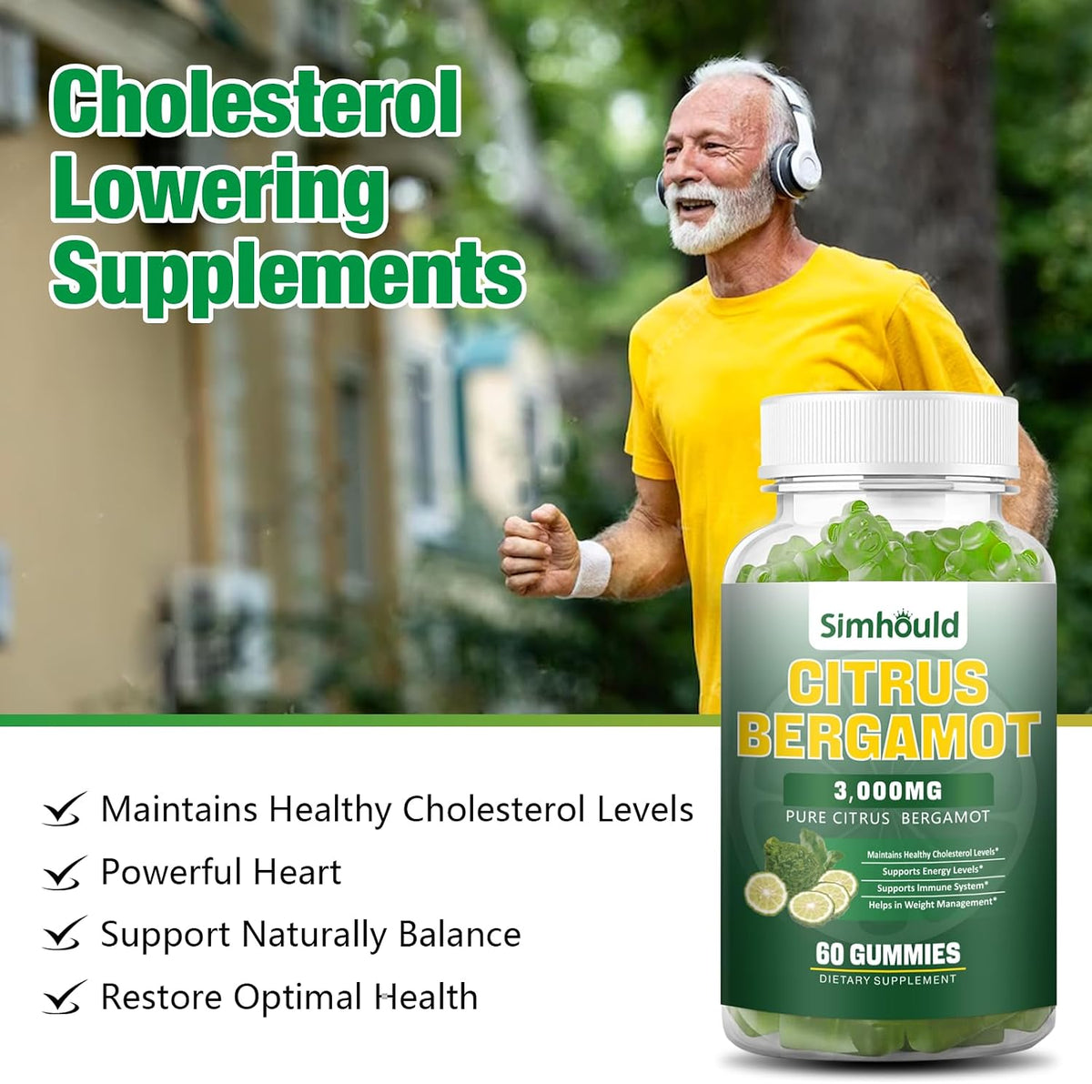 Citrus Bergamot Gummies 3000mg – Heart & Immune Support Supplement, Vegan, Lime Flavour (60 Counts) - görsel 7