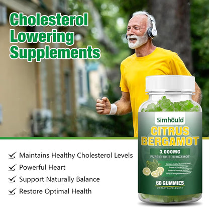 Citrus Bergamot Gummies 3000mg – Heart & Immune Support Supplement, Vegan, Lime Flavour (60 Counts)