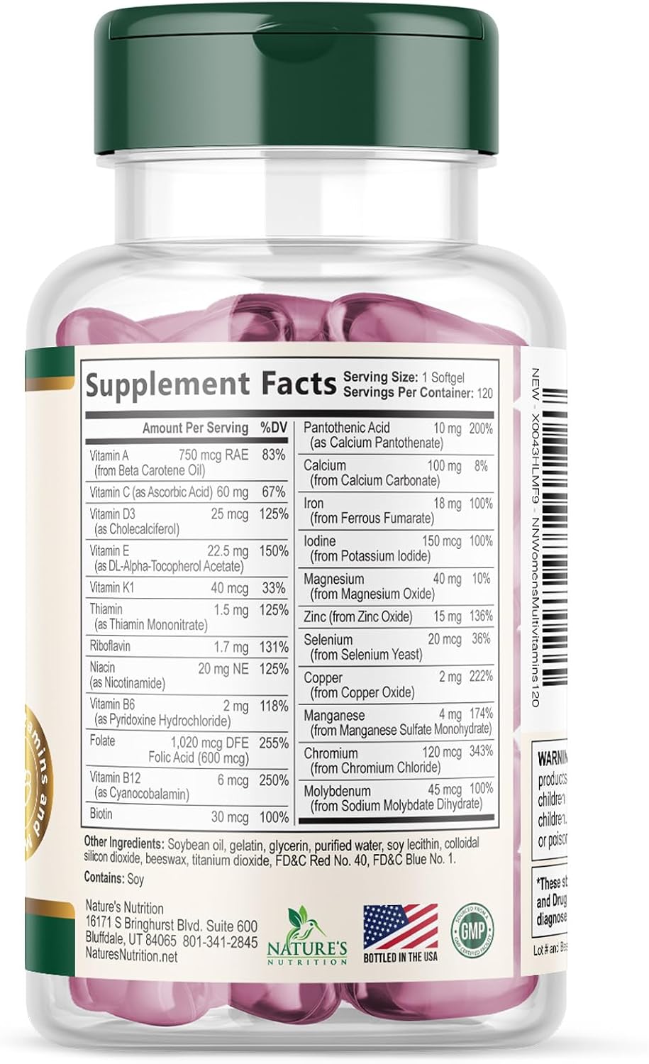 Multivitamin for Women - Complete Daily Women's Multivitamin with Calcium, Folic Acid, Vitamin A, C, D, E, & B Vitamins, Zinc and Iron - For Bone, Energy & Immune Support - 120 Softgels - görsel 9