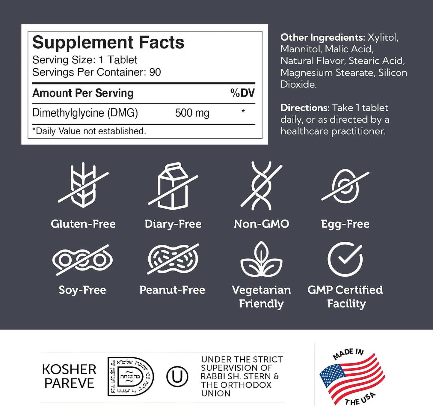 Zahler DMG 500mg – Dimethylglycine Supplement for Endurance & Immune Support – 90 Chewable Tablets - görsel 5