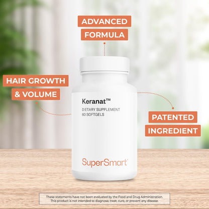 Supersmart Keranat Advanced Formula with Biotin - Hair Supplement for Volume & Growth - 60 Softgels