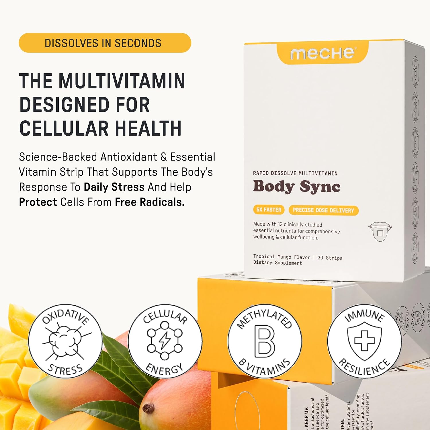 Meche Body Sync™ Rapid Dissolve Multivitamin Strips for Women and Men - görsel 2