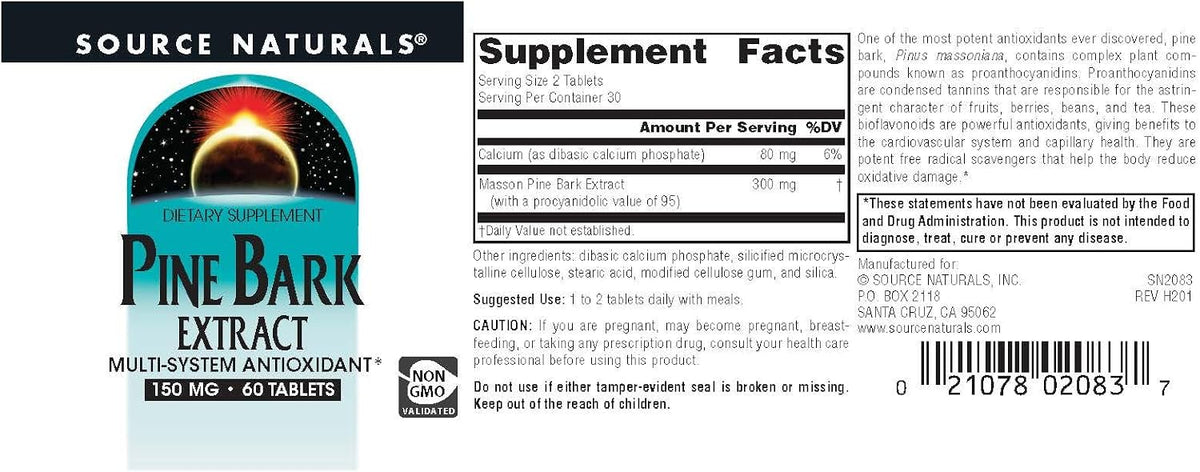 Source Naturals Pine Bark Extract 150 mg – 60 Tablets – Multi-System Antioxidant* - görsel 4