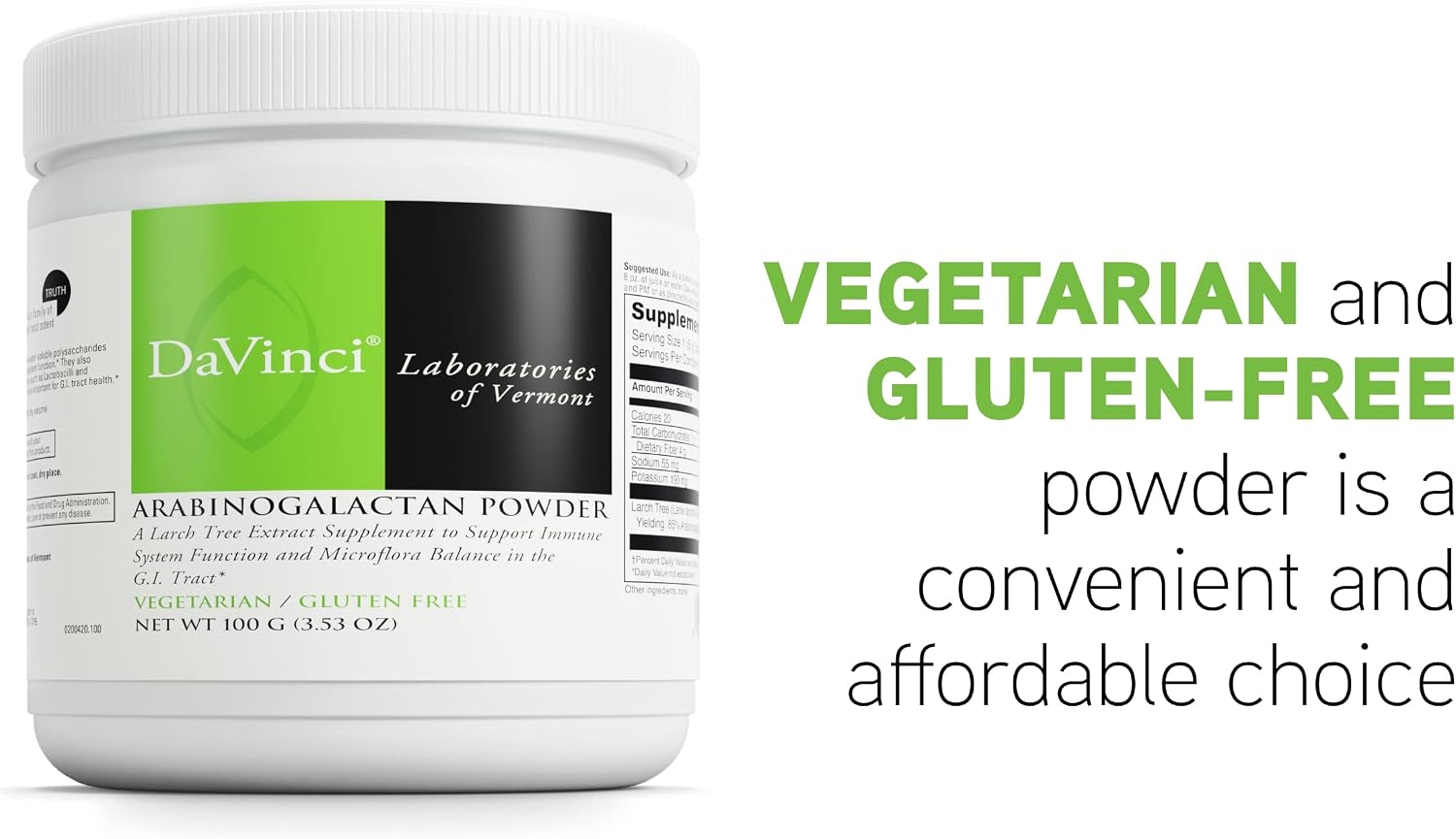 DAVINCI Labs Arabinogalactan Powder – Prebiotic Fibre Supplement for Immune and Gut Health (100 g) - görsel 5