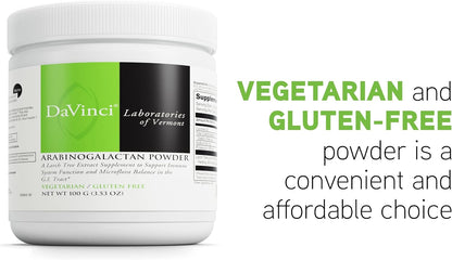 DAVINCI Labs Arabinogalactan Powder – Prebiotic Fibre Supplement for Immune and Gut Health (100 g)