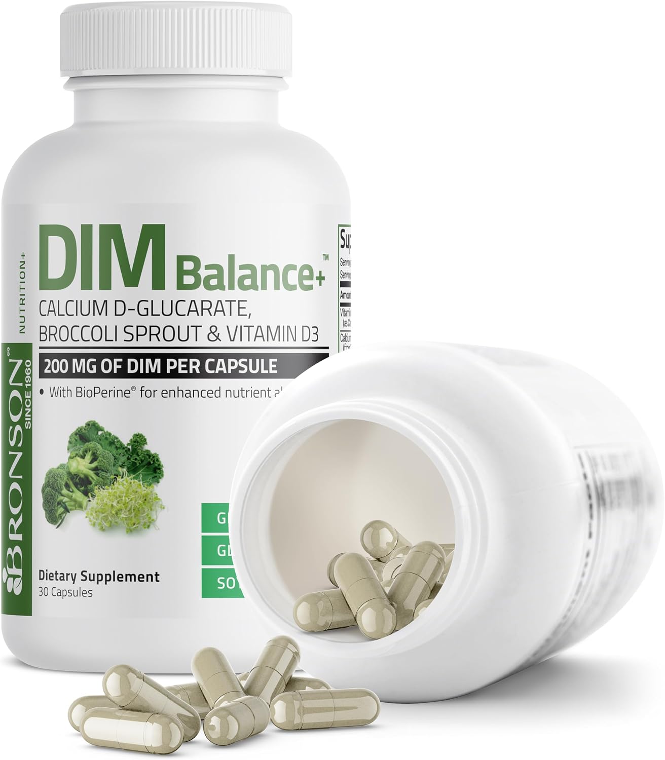 Bronson DIM Balance+ - Oestrogen Metabolism Support with Calcium D-Glucarate, Broccoli Sprout, Vitamin D3, 30 Vegetarian Capsules - görsel 6