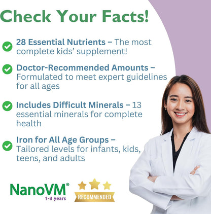 NanoVM 1-3 Years Allergen-Free Multivitamin Powder, Unflavoured, 275g