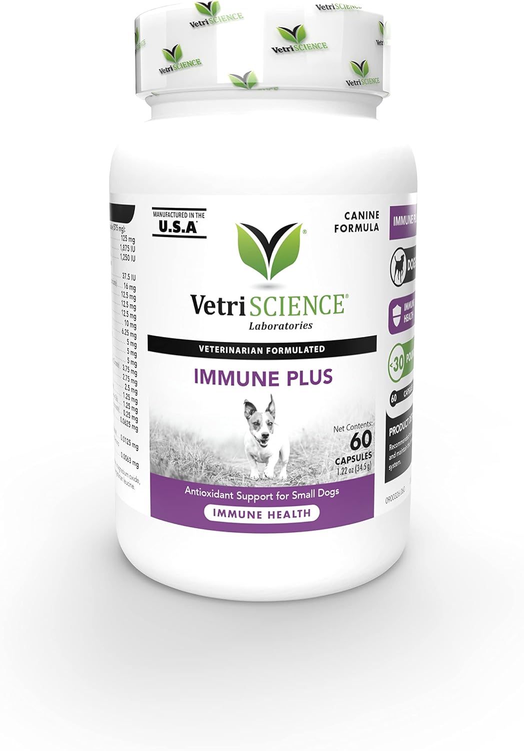 VetriScience Immunity Health Immune Plus Supplement for Small Dogs – Easy-to-Open Capsules with Antioxidants, CoQ10 and Vitamins (60 Capsules) - görsel 1
