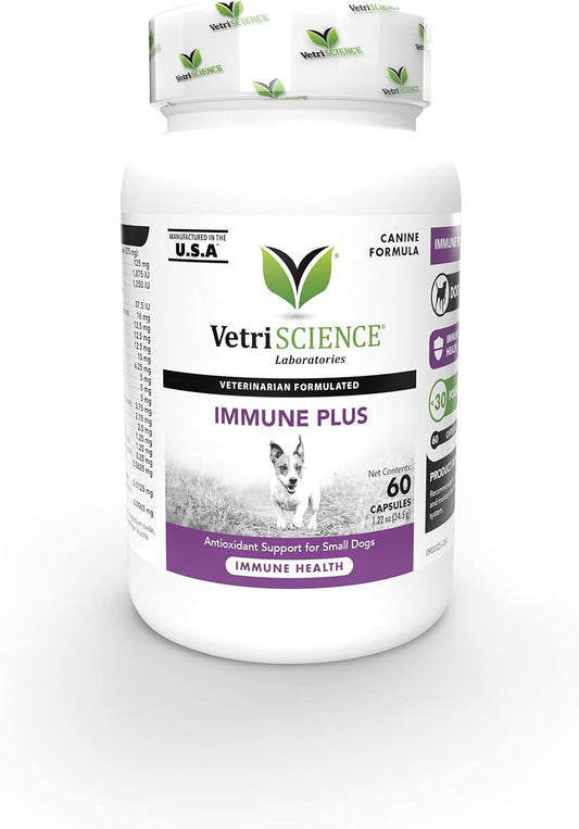 VetriScience Immunity Health Easy-Open Capsules, Immune Plus Supplement for Small Dogs, Cell Advance Immune and Allergy Support with Antioxidants, Hypoallergenic Formula, 60 Count