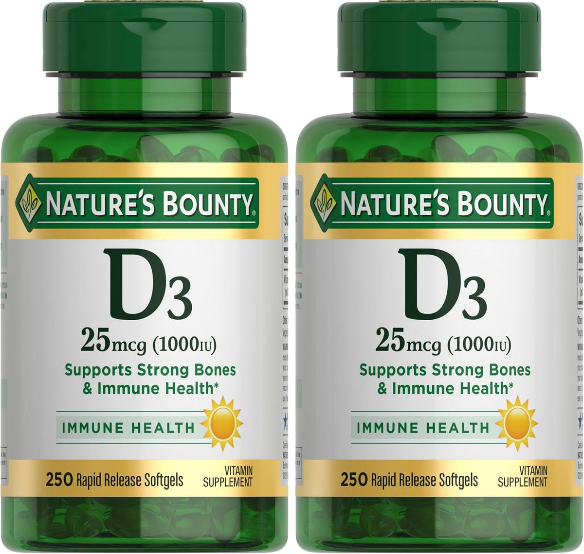 Nature's Bounty Vitamin D3 1000 IU, Immune Support, Helps Maintain Healthy Bones, 250 Rapid Release Softgels - görsel 8