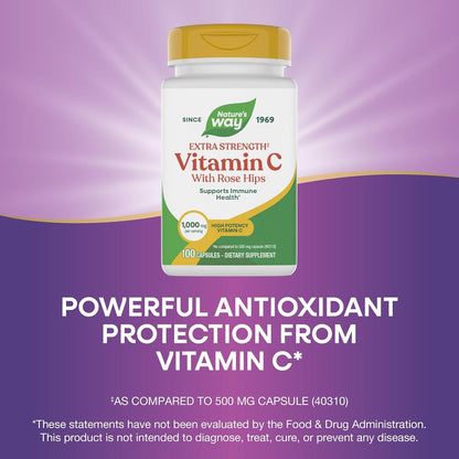 Nature's Way Vitamin C with Rose Hips Extra Strength, 1000 mg