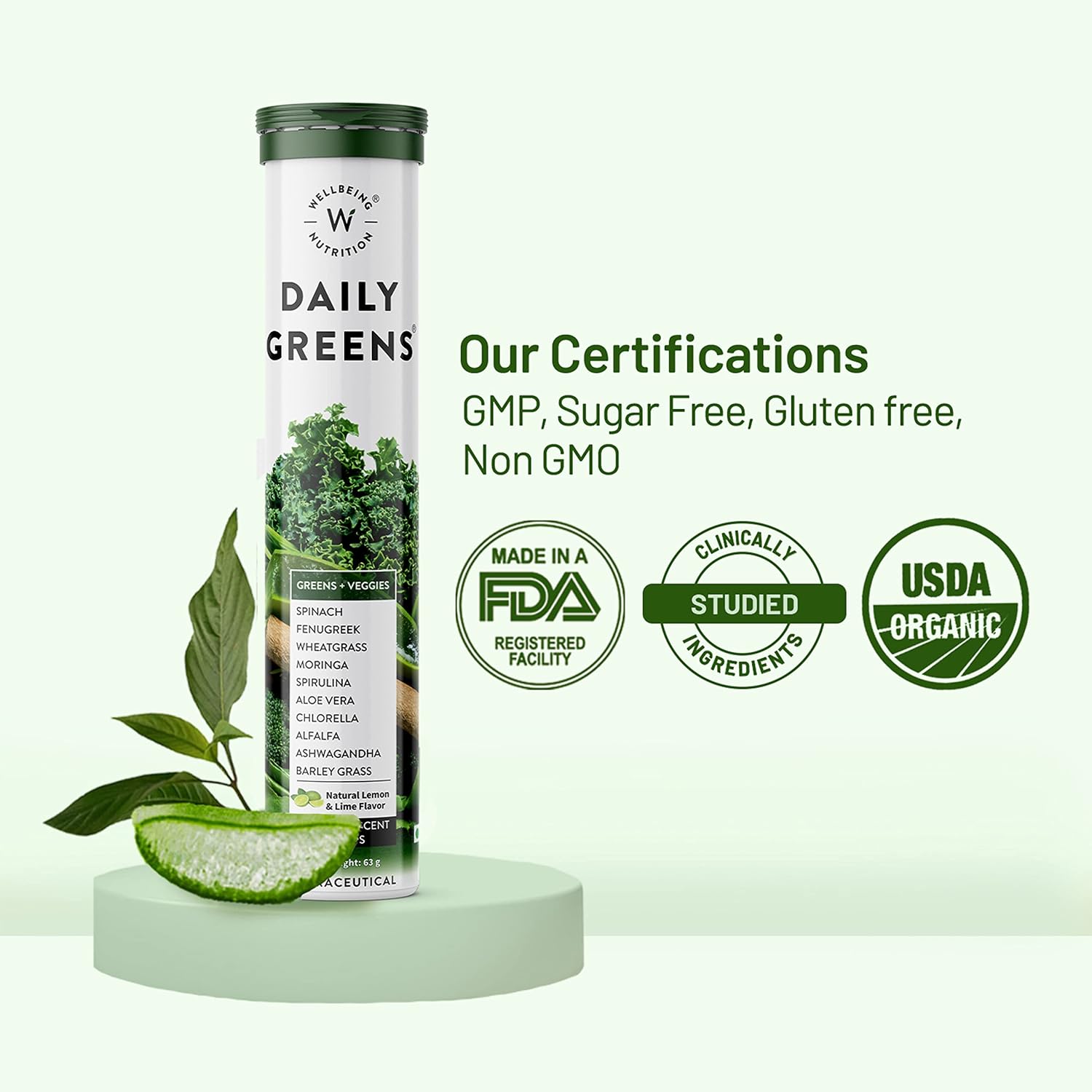 WELLBEING NUTRITION Daily Greens - Natural Lemon and Lime Flavour - 15 Tablets - görsel 3