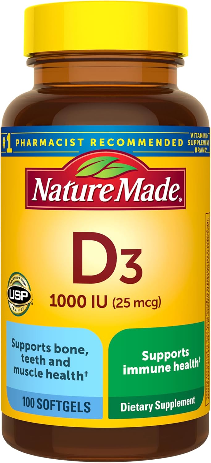 Nature Made Vitamin D3 1000 IU (25 mcg) – 100 Softgels - görsel 1
