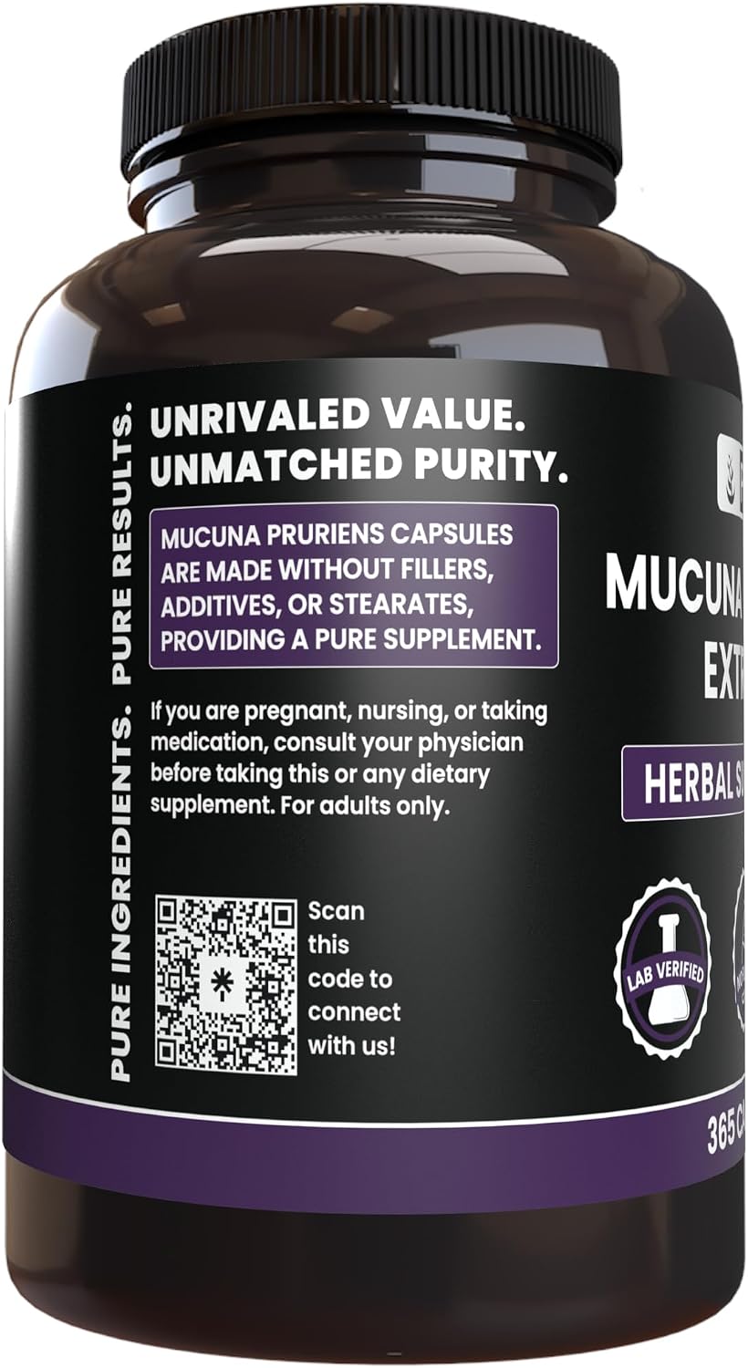 Pure Original Ingredients Mucuna Pruriens (365 Capsules) - No Fillers, Lab Verified - görsel 3