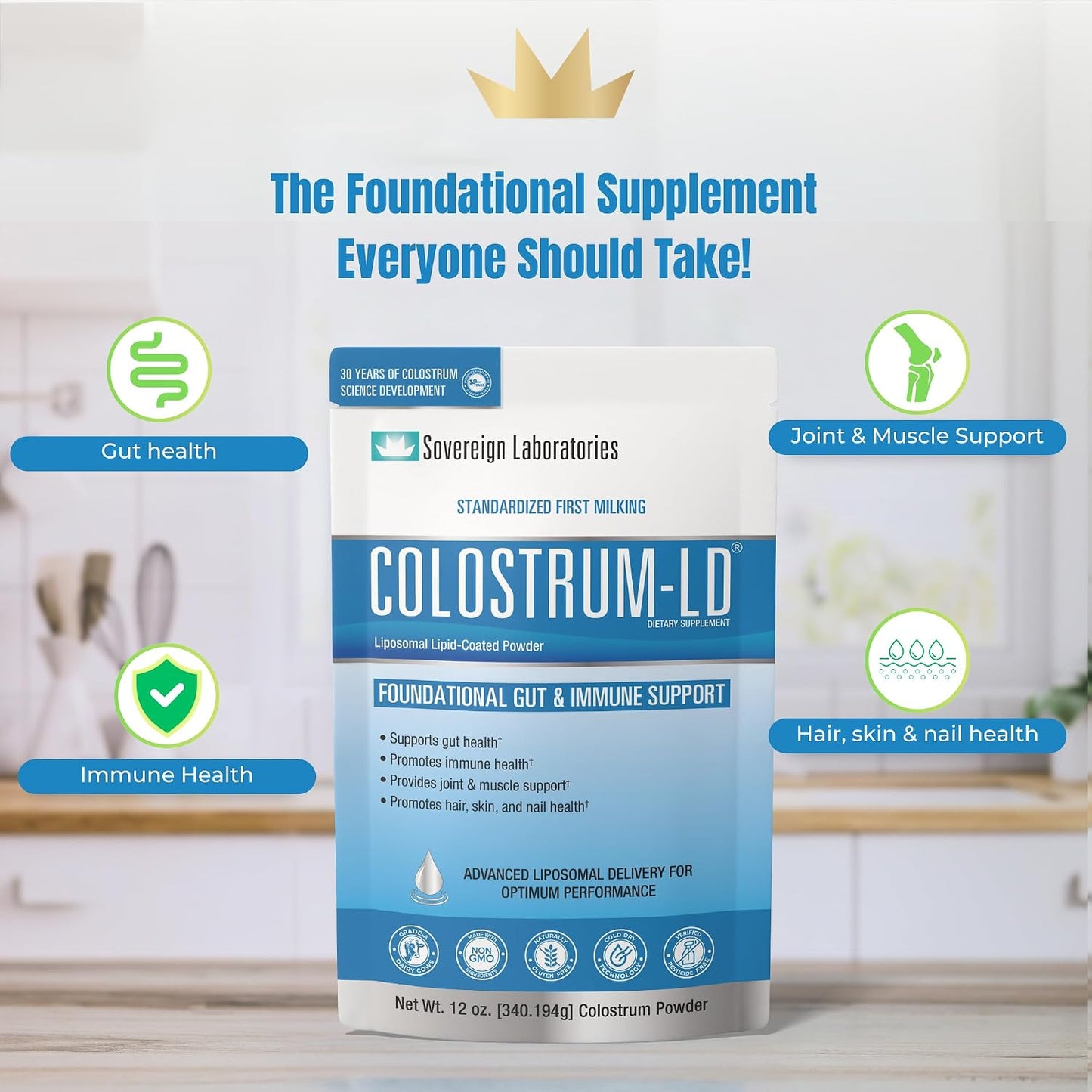Colostrum-LD Powder | Unflavoured | Liposomal Delivery, Maximum Absorption | 12 oz/68 Servings - görsel 4