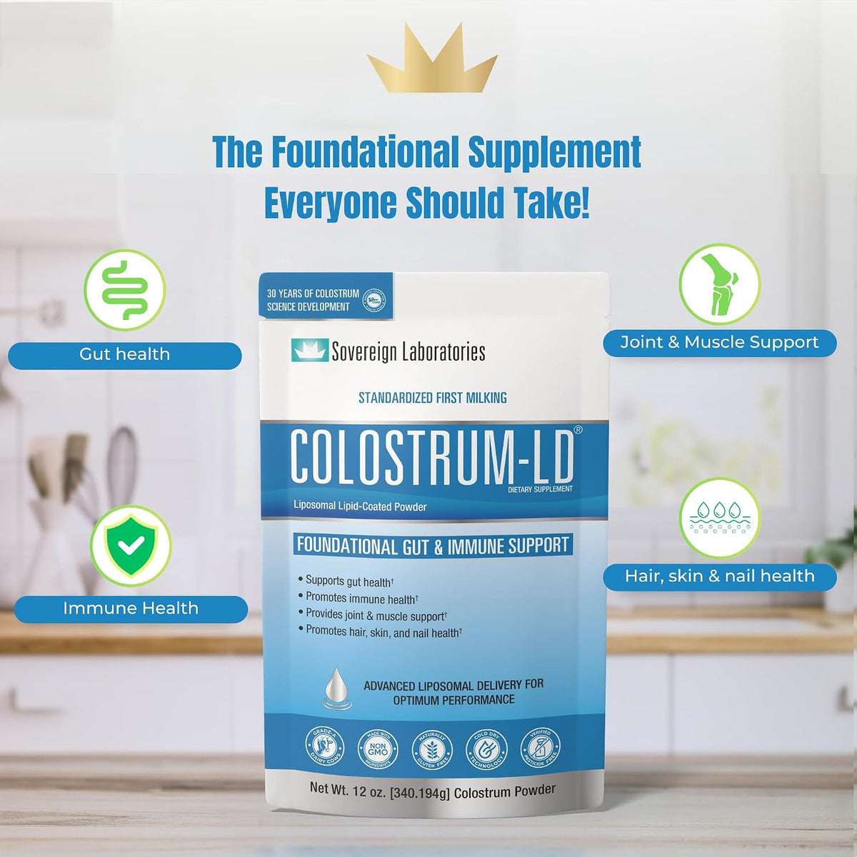 Colostrum-LD Powder | Unflavoured | Liposomal Delivery, Maximum Absorption | 12 oz/68 Servings - görsel 4