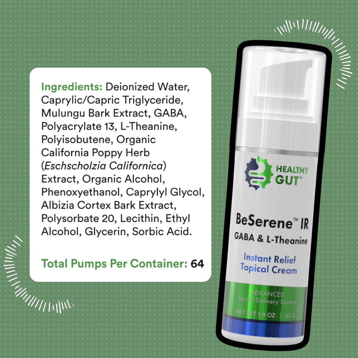 Healthy Gut BeSerene IR | GABA & L-Theanine | Instant Relief Cream | 54 g - görsel 7