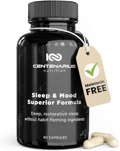 Sleep and Mood Formula with L-Theanine, 5-HTP, PharmaGABA + More for Sleep and Enhanced Mood & Stress Levels (60 Count)
