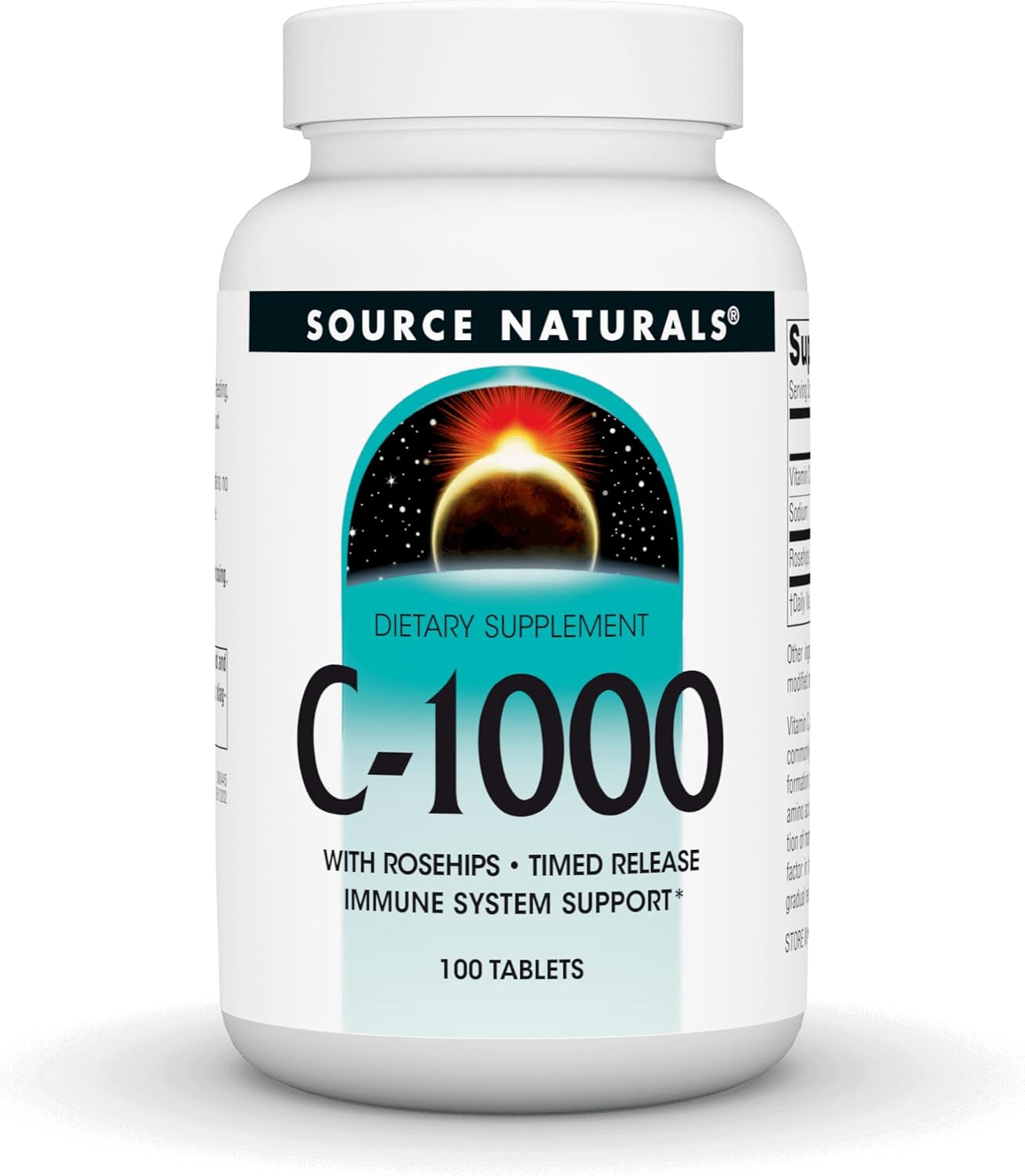 Source Naturals C-1000 Time-Release with Rose Hips, 1000 mg, 100 Tablets - görsel 1