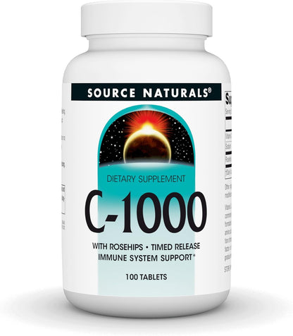 Source Naturals C-1000 with Rose Hips - 1000 mg Time-Release Vitamin C - 100 Tablets