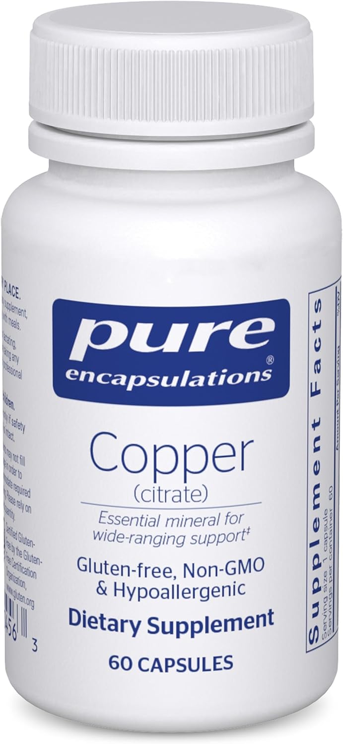 Pure Encapsulations Copper (Citrate) - Highly Bioavailable Copper Supplement, 60 Capsules - görsel 1