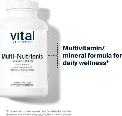 Vital Nutrients Multi-Nutrients with Iron and Iodine – Vegetarian Multivitamin Supplement