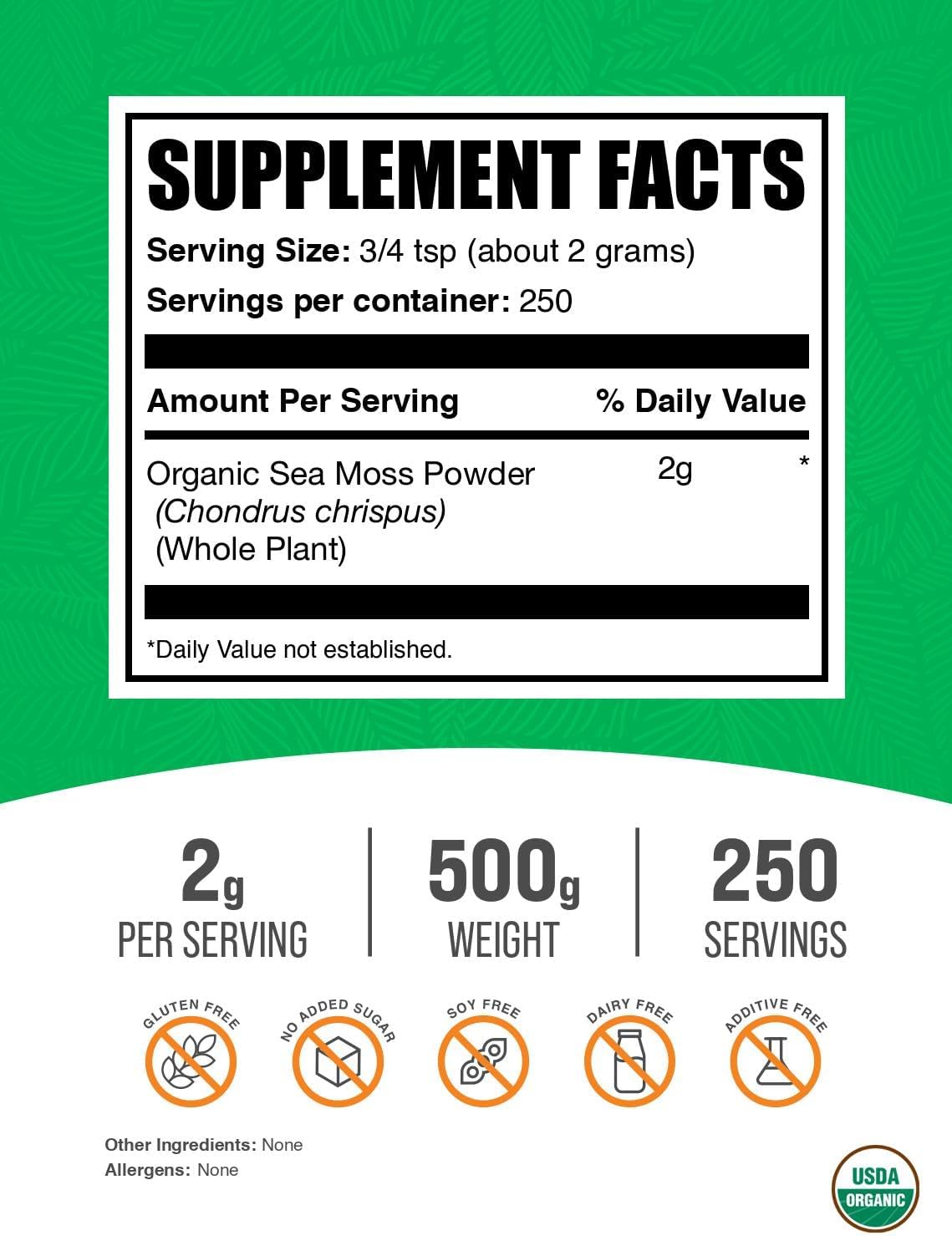 Organic Irish Sea Moss Powder – Superfood Food Supplement (500g) - görsel 2