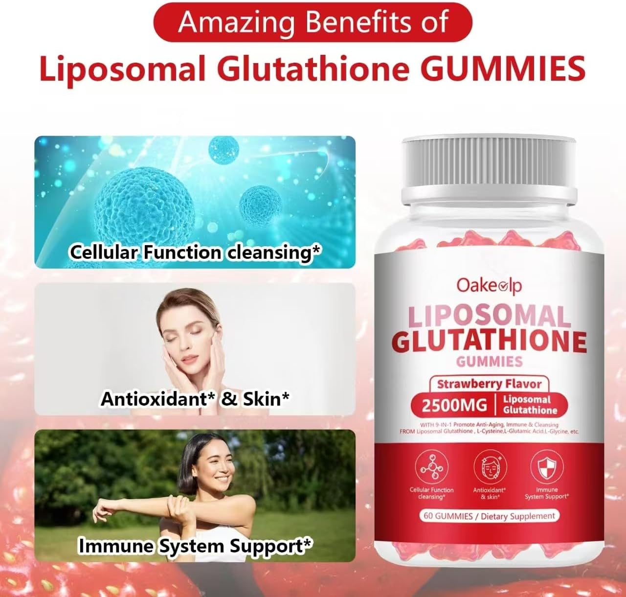 Extra Powerful 2500mg Liposomal Glutathione Gummies for Skin Radiance, Enhanced Absorption – Complex with L-Cysteine, L-Glycine, Milk Thistle for Liver Health, Antioxidant Support for Healthy Ageing - görsel 6