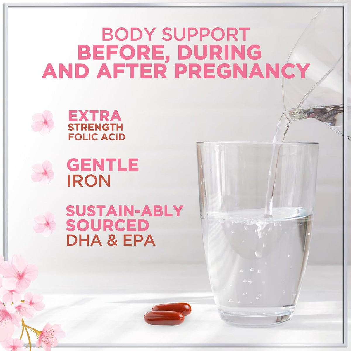 Prenatal Vitamins for Women with Folic Acid + Omega 3 DHA for Foetal Development Support – Daily Pregnancy Multivitamin – – Image 6