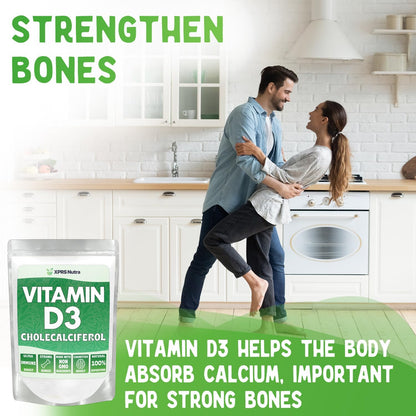 XPRS Nutra Vitamin D3 Powder (Cholecalciferol) - Unflavoured Vitamin D for Bones and Immunity - 227g