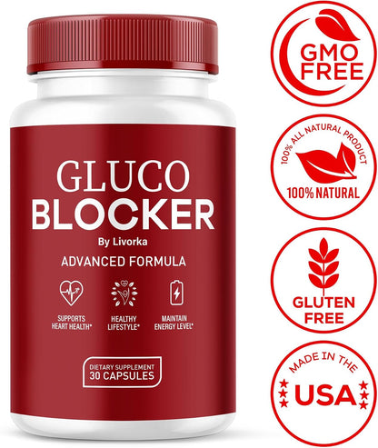 GlucoBlocker Capsules - GlucoBlocker Food Supplement - GlucoBlocker All Natural Vitamins - GlucoBlocker Premium Formula - 60 Capsules