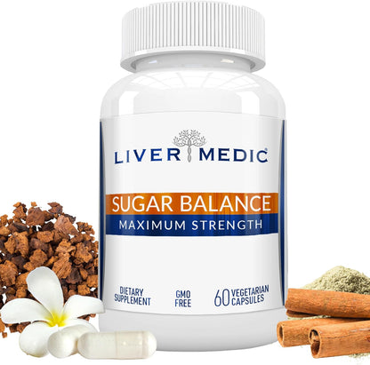 Liver Medic Blood Sugar Complex Supplement – All Natural Support with Berberine, Cinnamon, Bitter Melon, Chromium, Magnesium, Alpha Lipoic Acid, Non-GMO, 120 Capsules
