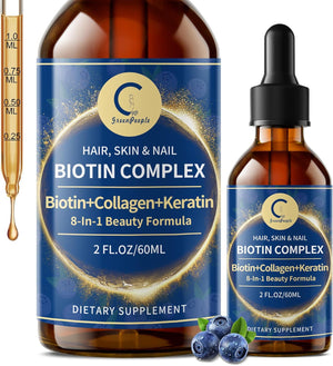 Liquid Biotin & Collagen Drops – Biotin – Maintain healthy hair growth: Many users report noticing less hair fall – Image 1