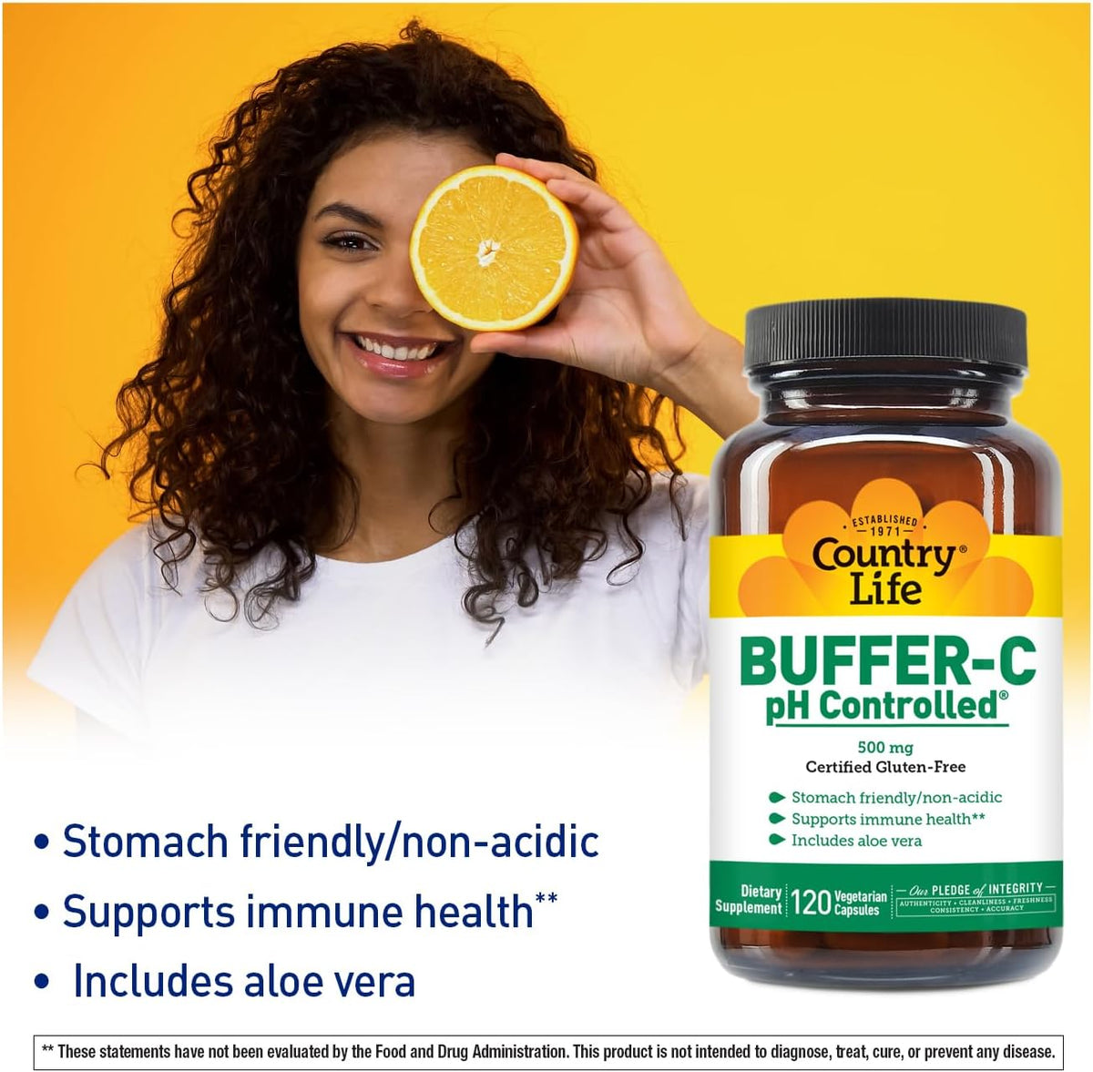 Country Life Buffer-C 500 mg Buffered Vitamin C, 120 Capsules - görsel 2