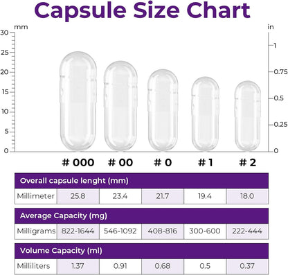 ATLEMISME Pullulan Empty Capsules Size 00 - Vegan Empty Capsules (100 Capsules) with 2 Micro Lab Spoons