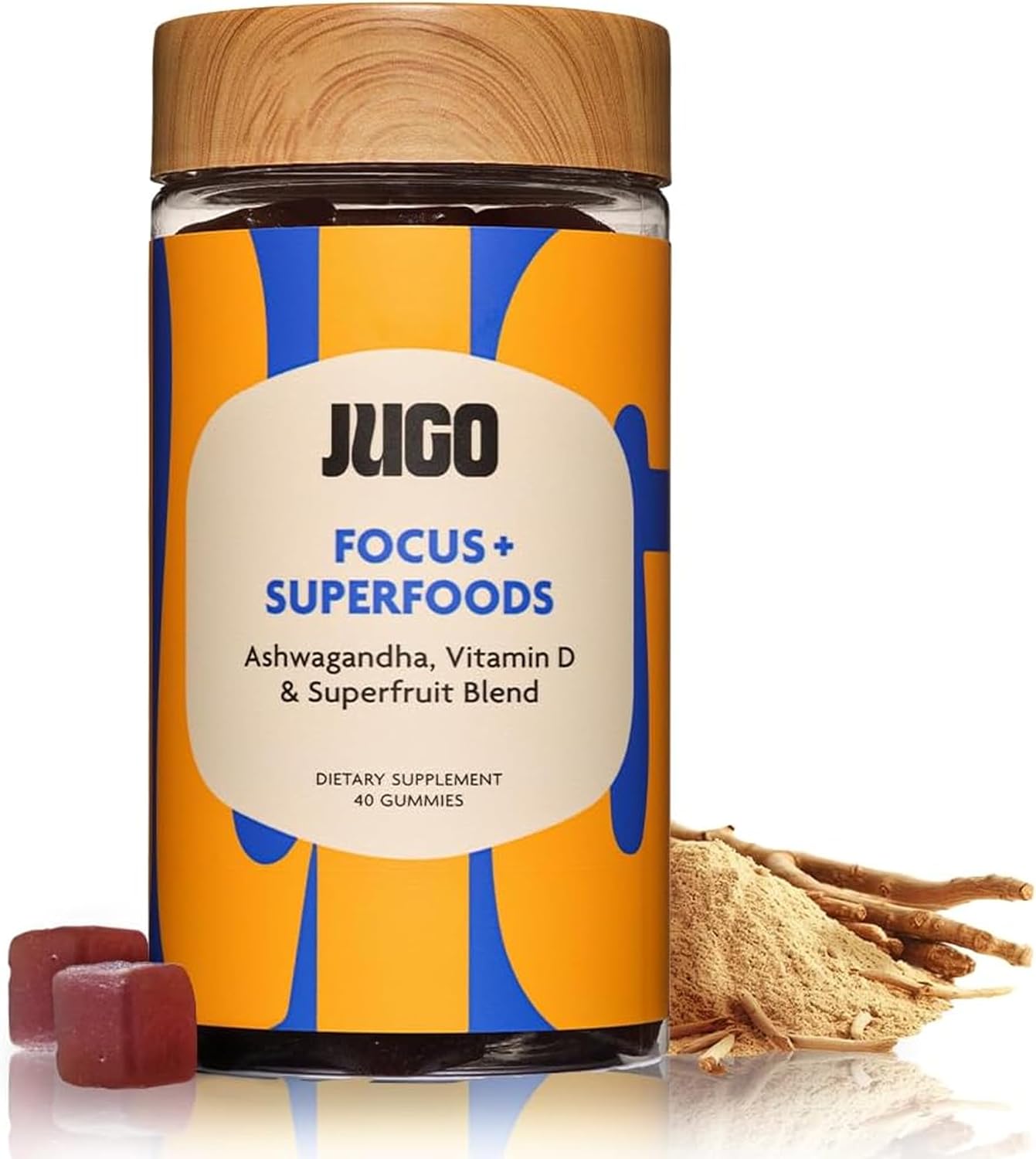 JUGO Focus + SUPERFOODS Ashwagandha Gummies with Vitamin D3 & Superfruit Blend - görsel 1