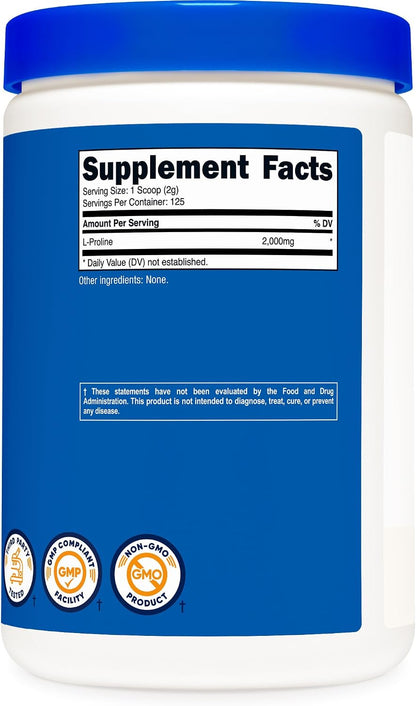 Nutricost L-Proline Powder 250g – 2,000mg Per Serving, Non-GM
