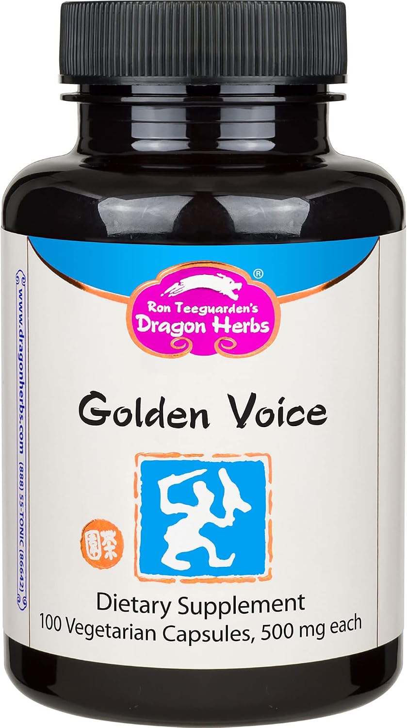 Dragon Herbs - Golden Voice Capsules - 100 Capsules, 500 mg Each - görsel 1
