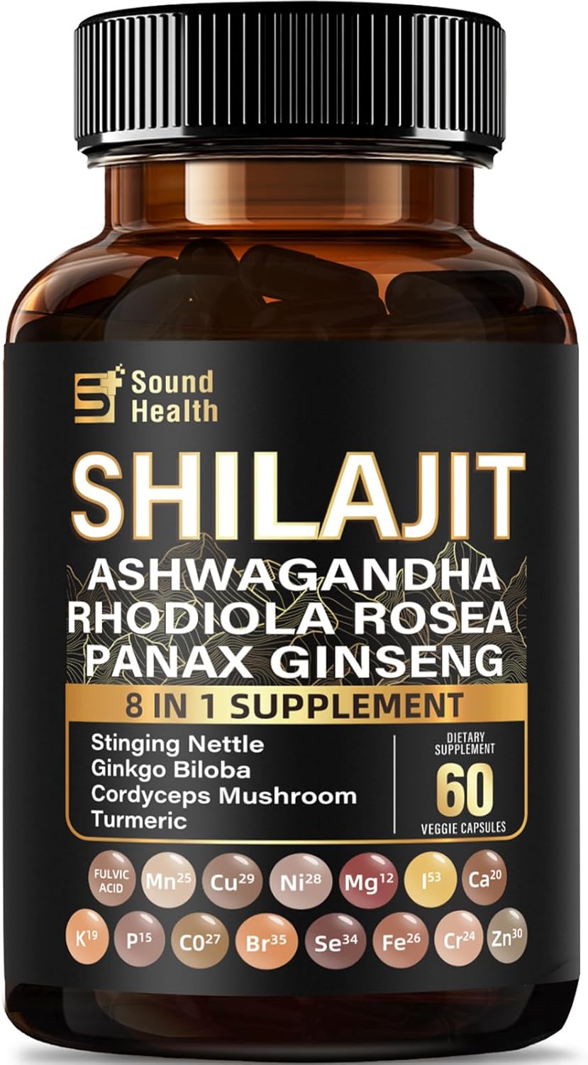 SoundHealth Shilajit Capsules - 60 Capsules, Easy to Swallow, Gluten-free, Non-GMO - görsel 1