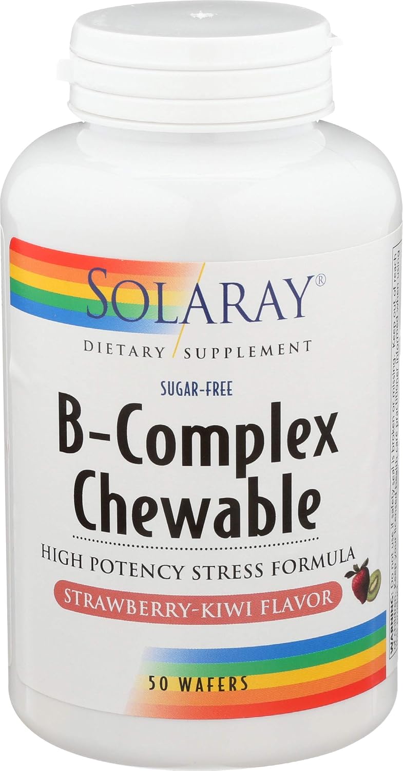Solaray High Potency B-Complex Chewable, Natural Strawberry Flavour, 50 Chewables - görsel 1