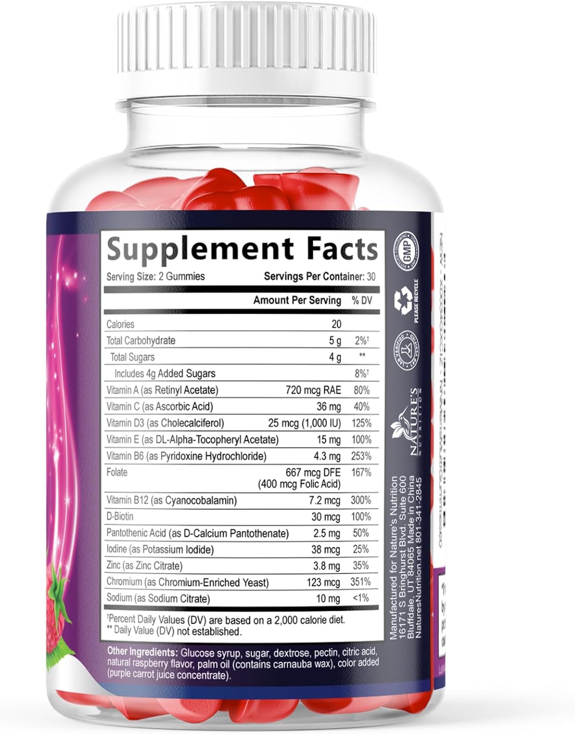 Multivitamin for Men - Complete Daily Men's Multivitamin Gummies with Vitamin D, B Vitamins, Zinc & More - Energy, Memory, Focus & Immune Health Support - 13 Essential Vitamins & Minerals - 60 Gummies - görsel 9