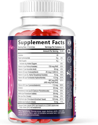 Multivitamin for Men - Complete Daily Men's Multivitamin Gummies with Vitamin D, B Vitamins, Zinc & More - Energy, Memory, Focus & Immune Health Support - 13 Essential Vitamins & Minerals - 60 Gummies