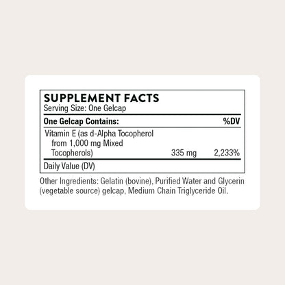 THORNE Ultimate-E - Vitamin E Food Supplement with Mixed Tocopherols - 60 Softgels