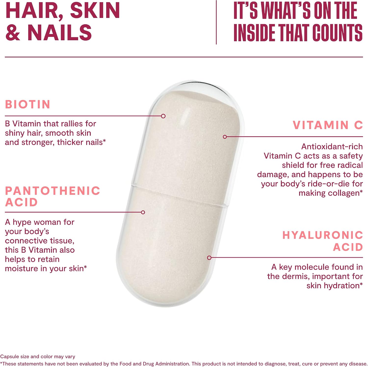 Habit Hair, Skin & Nails Supplement Twin Pack (120 Capsules) - New Look, Supports Skin Hydration, Hair & Nail Strength, Biotin 2000mcg, Vitamin A & C, Hyaluronic Acid, Rosehip, Vegan, Non-GMO - görsel 6