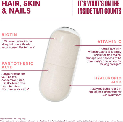 Habit Hair, Skin & Nails Supplement Twin Pack (120 Capsules) - New Look, Supports Skin Hydration, Hair & Nail Strength, Biotin 2000mcg, Vitamin A & C, Hyaluronic Acid, Rosehip, Vegan, Non-GMO